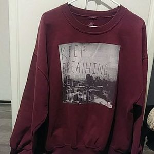 "keep breathing keep loving"  crew neck swea